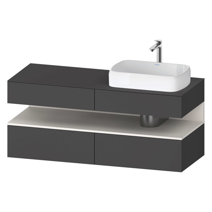 Duravit Qatego Konsolenwaschtischunterbau mit Ausschnitt rechts 140 x 60 cm, 4 Auszüge, mit LED Beleuchtung