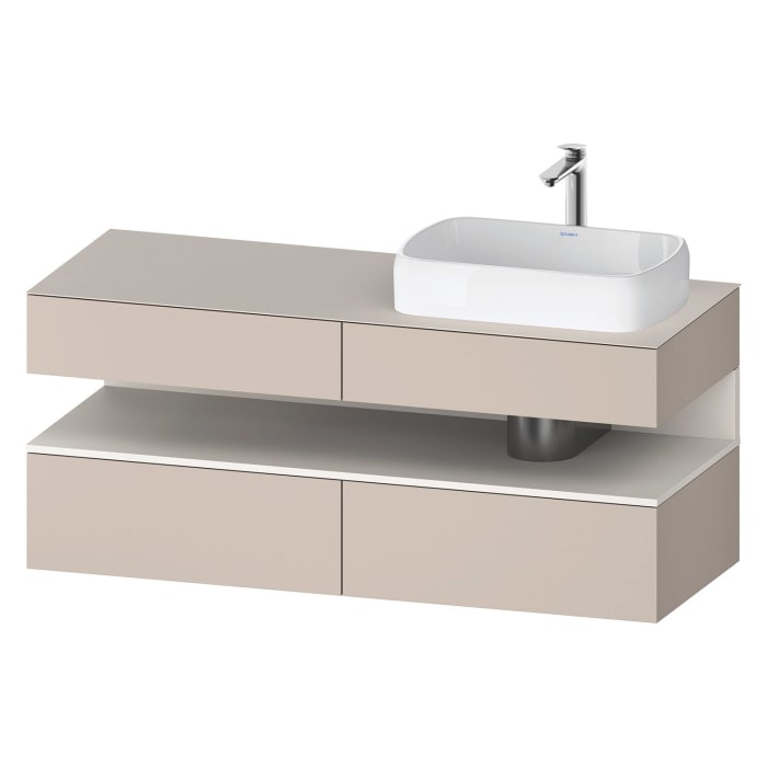 Duravit Qatego Konsolenwaschtischunterbau mit Ausschnitt rechts 140 x 60 cm, 4 Auszüge, mit LED Beleuchtung