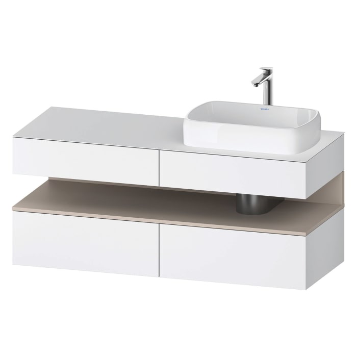Duravit Qatego Konsolenwaschtischunterbau mit Ausschnitt rechts 140 x 60 cm, 4 Auszüge