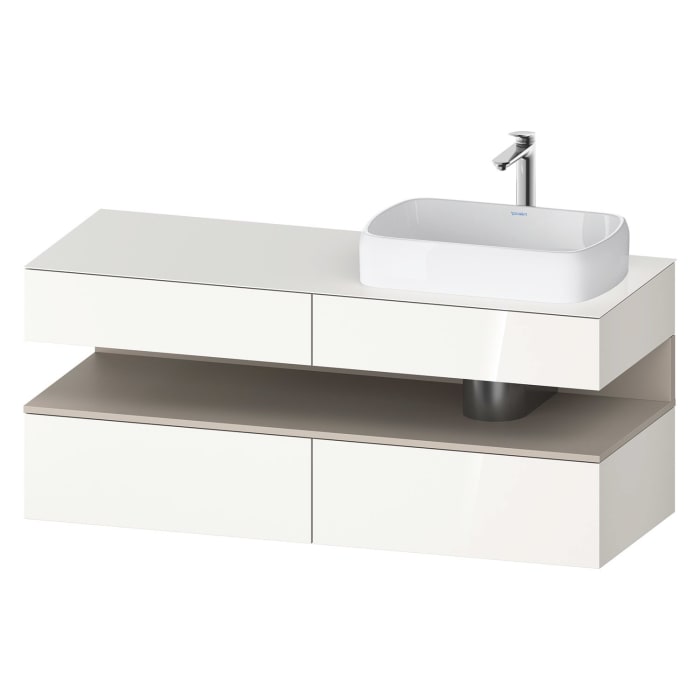 Duravit Qatego Konsolenwaschtischunterbau mit Ausschnitt rechts 140 x 60 cm, 4 Auszüge