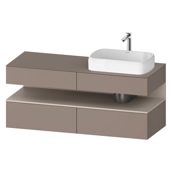 Duravit Qatego Konsolenwaschtischunterbau mit Ausschnitt rechts 140 x 60 cm, 4 Auszüge