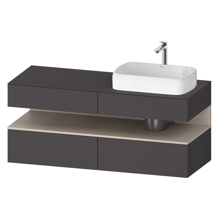Duravit Qatego Konsolenwaschtischunterbau mit Ausschnitt rechts 140 x 60 cm, 4 Auszüge