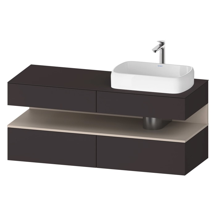 Duravit Qatego Konsolenwaschtischunterbau mit Ausschnitt rechts 140 x 60 cm, 4 Auszüge