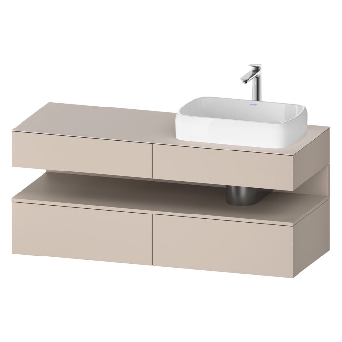 Duravit Qatego Konsolenwaschtischunterbau mit Ausschnitt rechts 140 x 60 cm, 4 Auszüge
