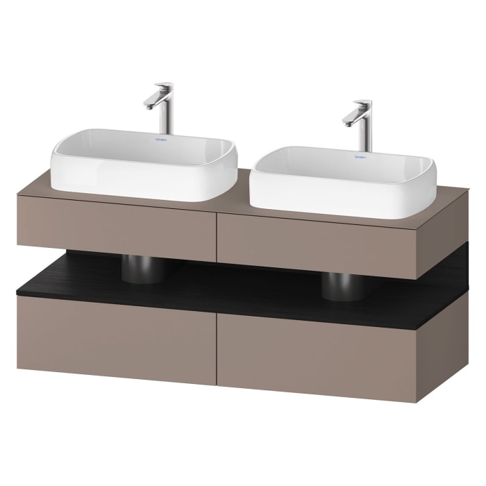 Duravit Qatego Konsolenwaschtischunterbau mit zwei Ausschnitten 140 x 60 cm, 4 Auszüge
