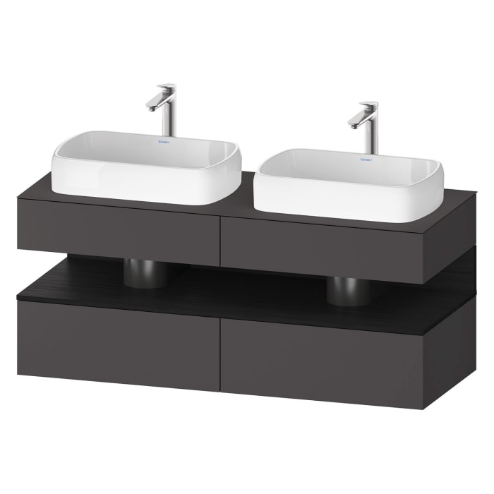 Duravit Qatego Konsolenwaschtischunterbau mit zwei Ausschnitten 140 x 60 cm, 4 Auszüge