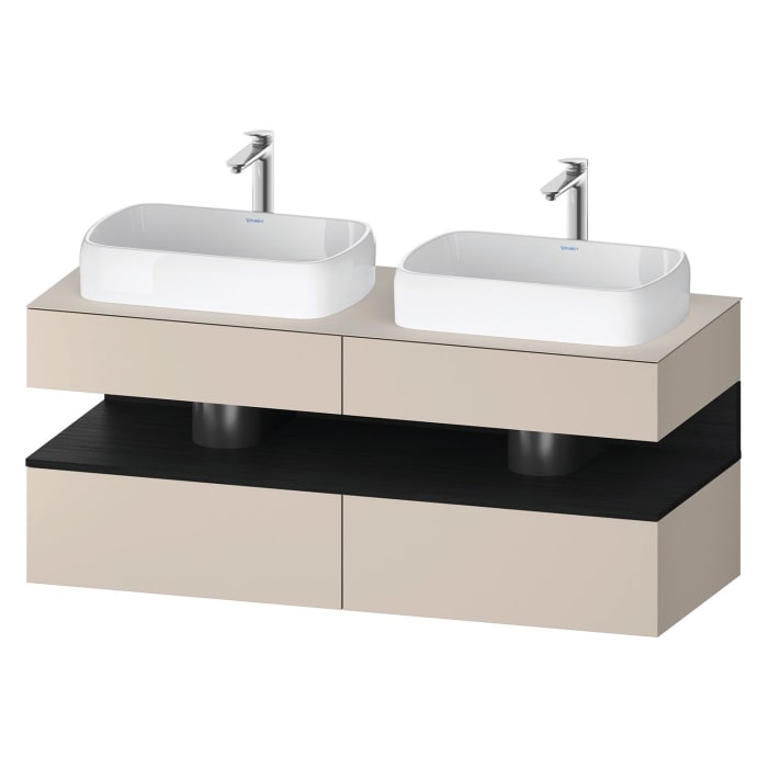 Duravit Qatego Konsolenwaschtischunterbau mit zwei Ausschnitten 140 x 60 cm, 4 Auszüge, mit LED Beleuchtung