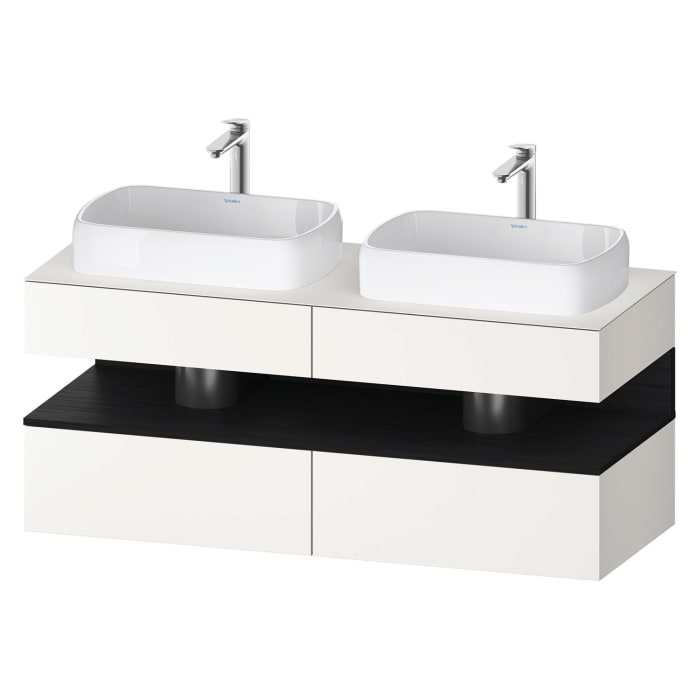 Duravit Qatego Konsolenwaschtischunterbau mit zwei Ausschnitten 140 x 60 cm, 4 Auszüge, mit LED Beleuchtung