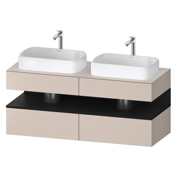 Duravit Qatego Konsolenwaschtischunterbau mit zwei Ausschnitten 140 x 60 cm, 4 Auszüge, mit LED Beleuchtung