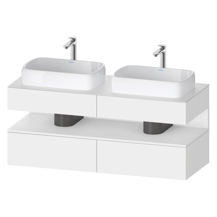 Duravit Qatego Konsolenwaschtischunterbau mit zwei Ausschnitten 140 x 60 cm, 4 Auszüge, mit LED Beleuchtung