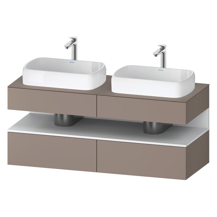 Duravit Qatego Konsolenwaschtischunterbau mit zwei Ausschnitten 140 x 60 cm, 4 Auszüge