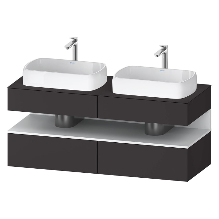 Duravit Qatego Konsolenwaschtischunterbau mit zwei Ausschnitten 140 x 60 cm, 4 Auszüge