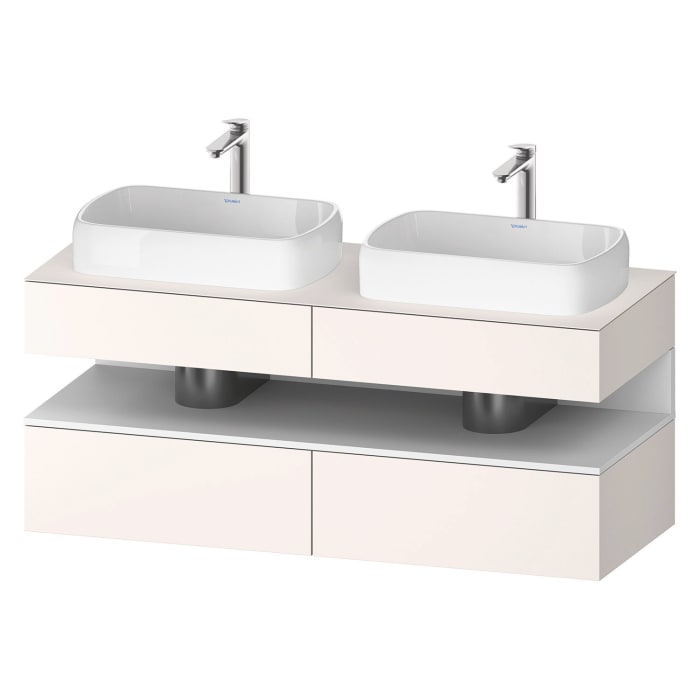Duravit Qatego Konsolenwaschtischunterbau mit zwei Ausschnitten 140 x 60 cm, 4 Auszüge, mit LED Beleuchtung