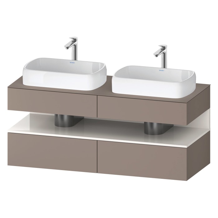 Duravit Qatego Konsolenwaschtischunterbau mit zwei Ausschnitten 140 x 60 cm, 4 Auszüge, mit LED Beleuchtung