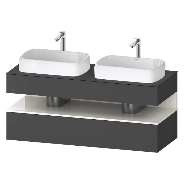 Duravit Qatego Konsolenwaschtischunterbau mit zwei Ausschnitten 140 x 60 cm, 4 Auszüge, mit LED Beleuchtung