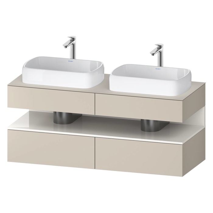 Duravit Qatego Konsolenwaschtischunterbau mit zwei Ausschnitten 140 x 60 cm, 4 Auszüge