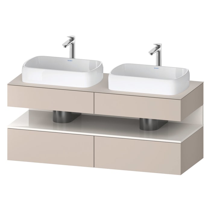 Duravit Qatego Konsolenwaschtischunterbau mit zwei Ausschnitten 140 x 60 cm, 4 Auszüge