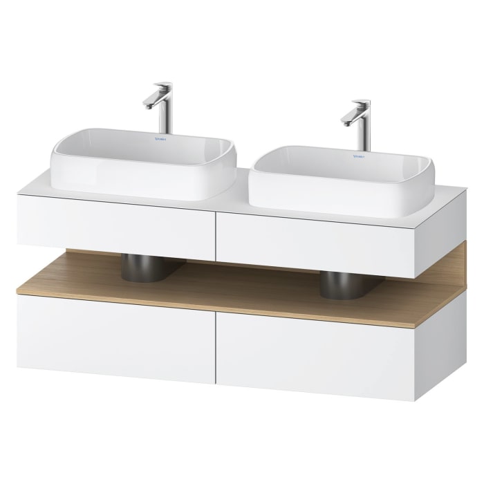 Duravit Qatego Konsolenwaschtischunterbau mit zwei Ausschnitten 140 x 60 cm, 4 Auszüge