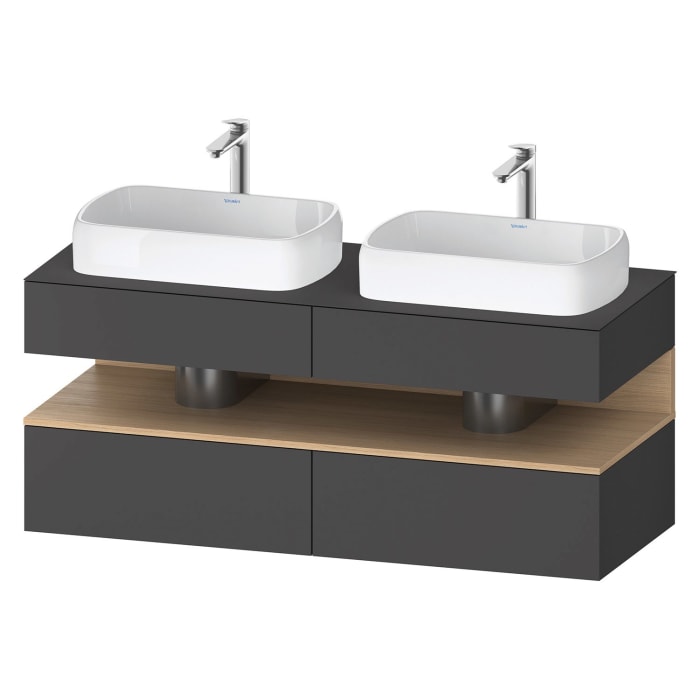 Duravit Qatego Konsolenwaschtischunterbau mit zwei Ausschnitten 140 x 60 cm, 4 Auszüge