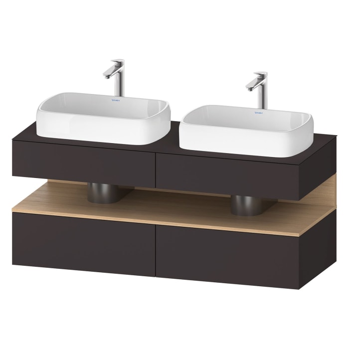 Duravit Qatego Konsolenwaschtischunterbau mit zwei Ausschnitten 140 x 60 cm, 4 Auszüge