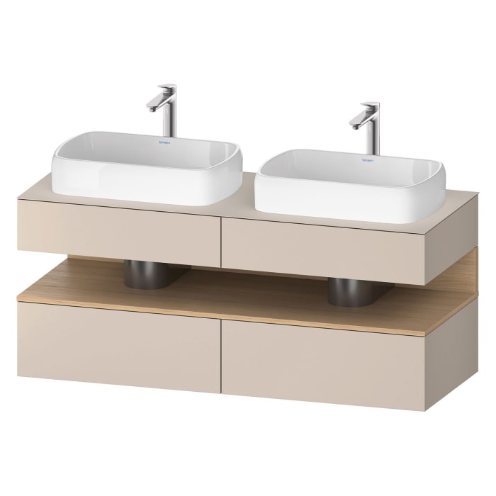 Duravit Qatego Konsolenwaschtischunterbau mit zwei Ausschnitten 140 x 60 cm, 4 Auszüge