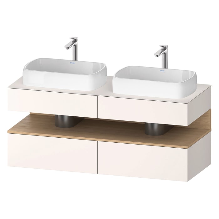 Duravit Qatego Konsolenwaschtischunterbau mit zwei Ausschnitten 140 x 60 cm, 4 Auszüge, mit LED Beleuchtung