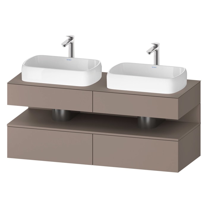 Duravit Qatego Konsolenwaschtischunterbau mit zwei Ausschnitten 140 x 60 cm, 4 Auszüge, mit LED Beleuchtung