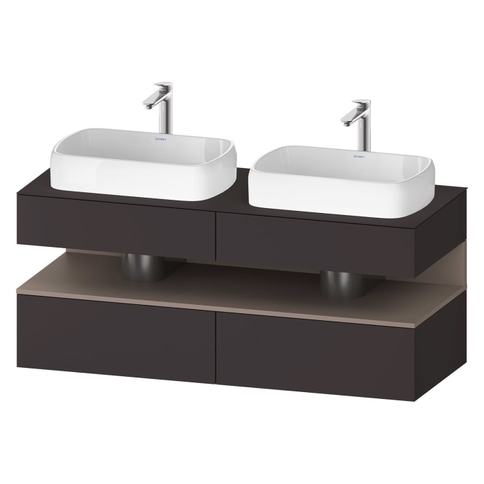 Duravit Qatego Konsolenwaschtischunterbau mit zwei Ausschnitten 140 x 60 cm, 4 Auszüge