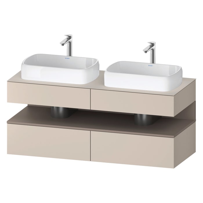 Duravit Qatego Konsolenwaschtischunterbau mit zwei Ausschnitten 140 x 60 cm, 4 Auszüge