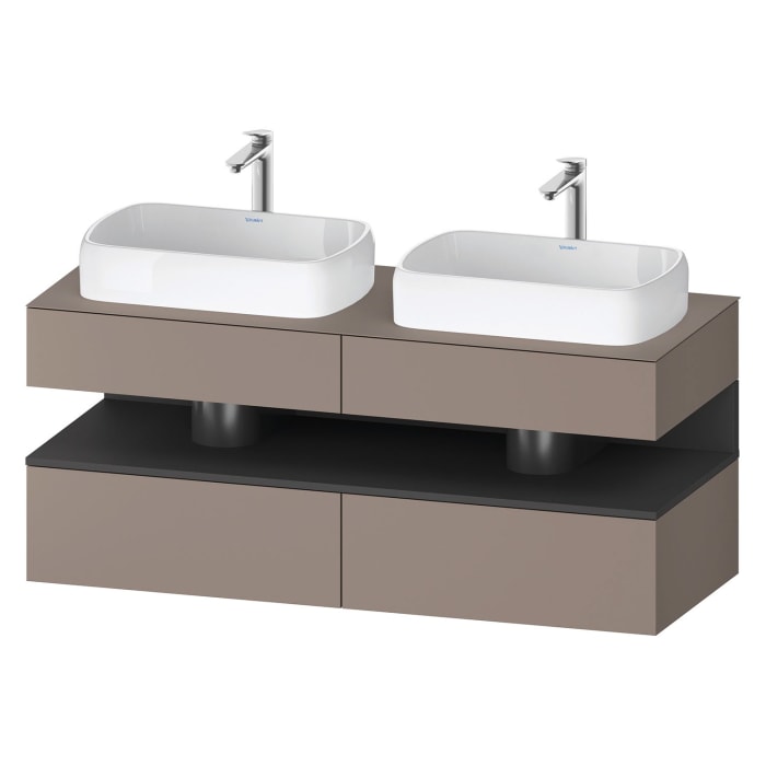 Duravit Qatego Konsolenwaschtischunterbau mit zwei Ausschnitten 140 x 60 cm, 4 Auszüge