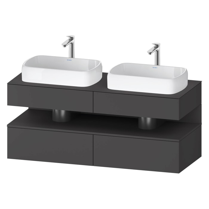 Duravit Qatego Konsolenwaschtischunterbau mit zwei Ausschnitten 140 x 60 cm, 4 Auszüge