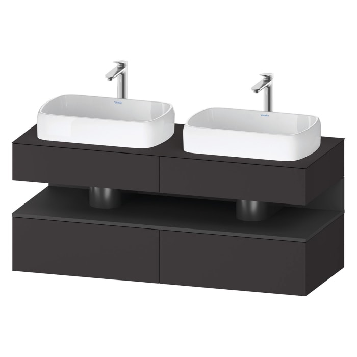 Duravit Qatego Konsolenwaschtischunterbau mit zwei Ausschnitten 140 x 60 cm, 4 Auszüge