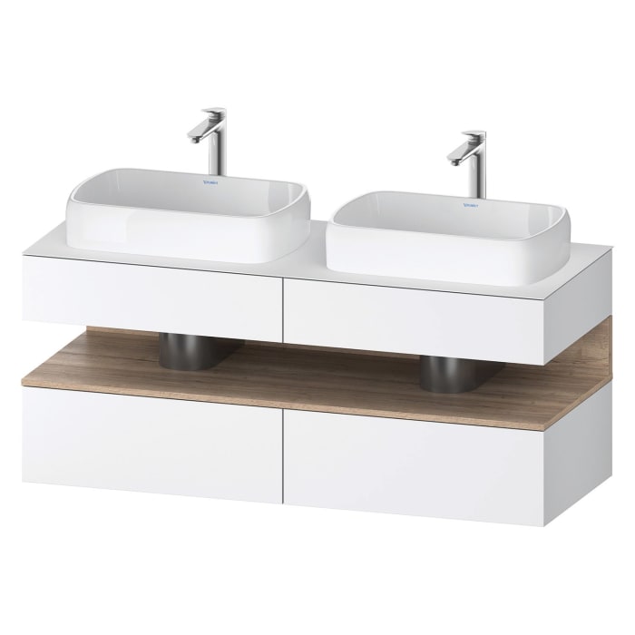 Duravit Qatego Konsolenwaschtischunterbau mit zwei Ausschnitten 140 x 60 cm, 4 Auszüge