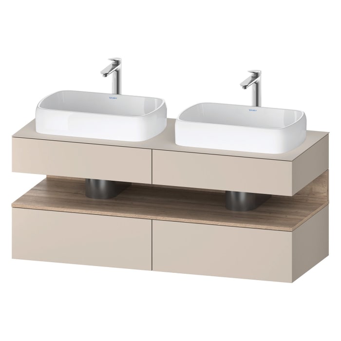 Duravit Qatego Konsolenwaschtischunterbau mit zwei Ausschnitten 140 x 60 cm, 4 Auszüge