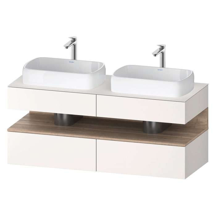Duravit Qatego Konsolenwaschtischunterbau mit zwei Ausschnitten 140 x 60 cm, 4 Auszüge, mit LED Beleuchtung