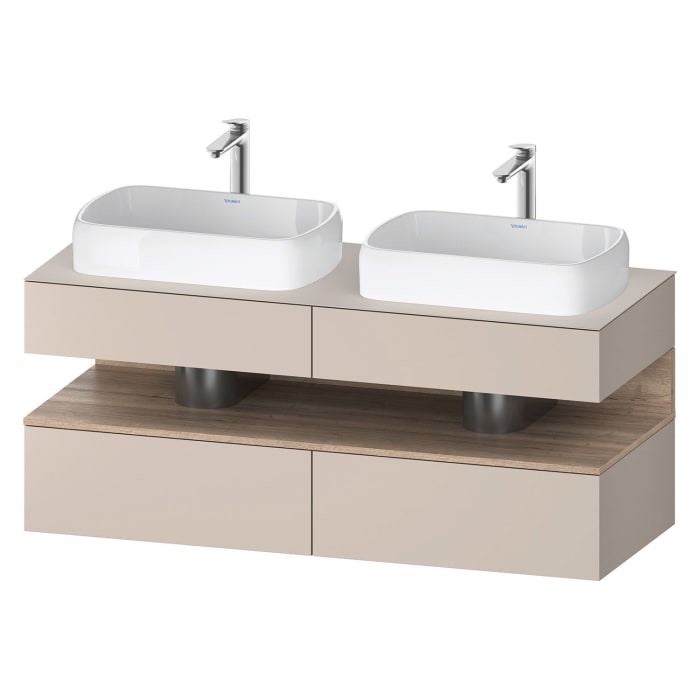 Duravit Qatego Konsolenwaschtischunterbau mit zwei Ausschnitten 140 x 60 cm, 4 Auszüge