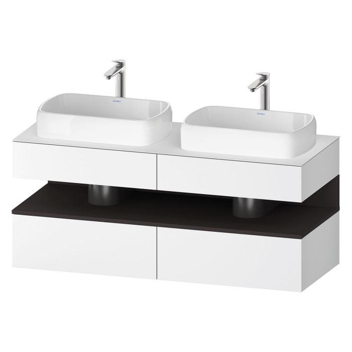 Duravit Qatego Konsolenwaschtischunterbau mit zwei Ausschnitten 140 x 60 cm, 4 Auszüge, mit LED Beleuchtung