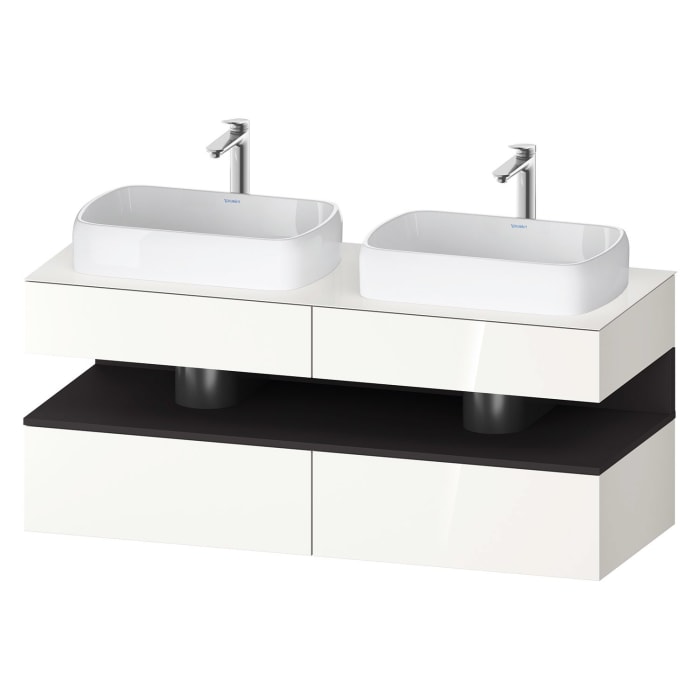 Duravit Qatego Konsolenwaschtischunterbau mit zwei Ausschnitten 140 x 60 cm, 4 Auszüge, mit LED Beleuchtung