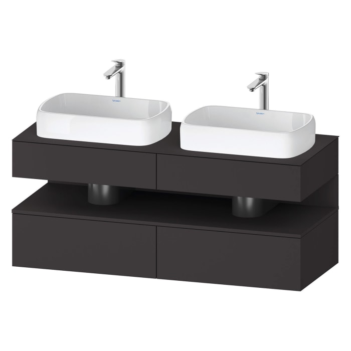 Duravit Qatego Konsolenwaschtischunterbau mit zwei Ausschnitten 140 x 60 cm, 4 Auszüge, mit LED Beleuchtung