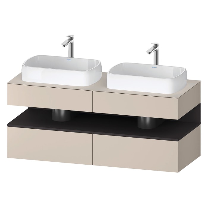 Duravit Qatego Konsolenwaschtischunterbau mit zwei Ausschnitten 140 x 60 cm, 4 Auszüge
