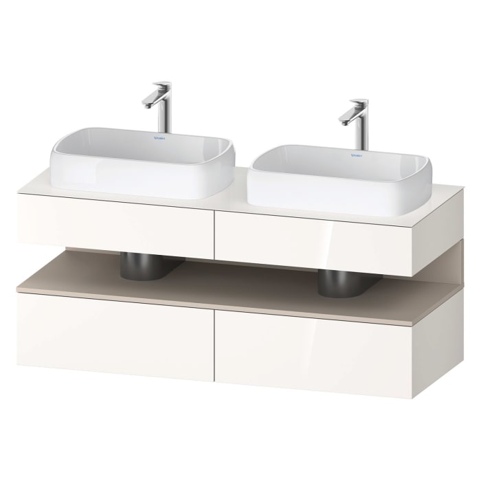 Duravit Qatego Konsolenwaschtischunterbau mit zwei Ausschnitten 140 x 60 cm, 4 Auszüge