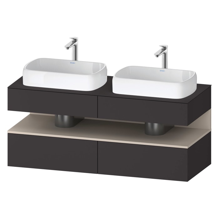 Duravit Qatego Konsolenwaschtischunterbau mit zwei Ausschnitten 140 x 60 cm, 4 Auszüge