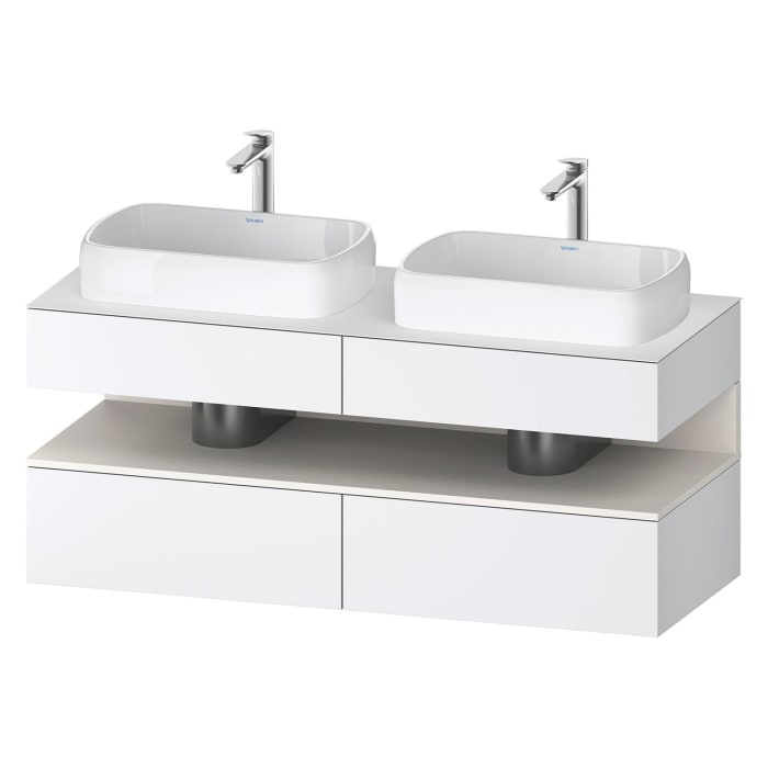 Duravit Qatego Konsolenwaschtischunterbau mit zwei Ausschnitten 140 x 60 cm, 4 Auszüge