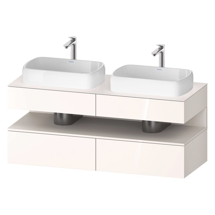 Duravit Qatego Konsolenwaschtischunterbau mit zwei Ausschnitten 140 x 60 cm, 4 Auszüge, mit LED Beleuchtung