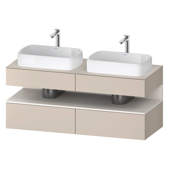 Duravit Qatego Konsolenwaschtischunterbau mit zwei Ausschnitten 140 x 60 cm, 4 Auszüge