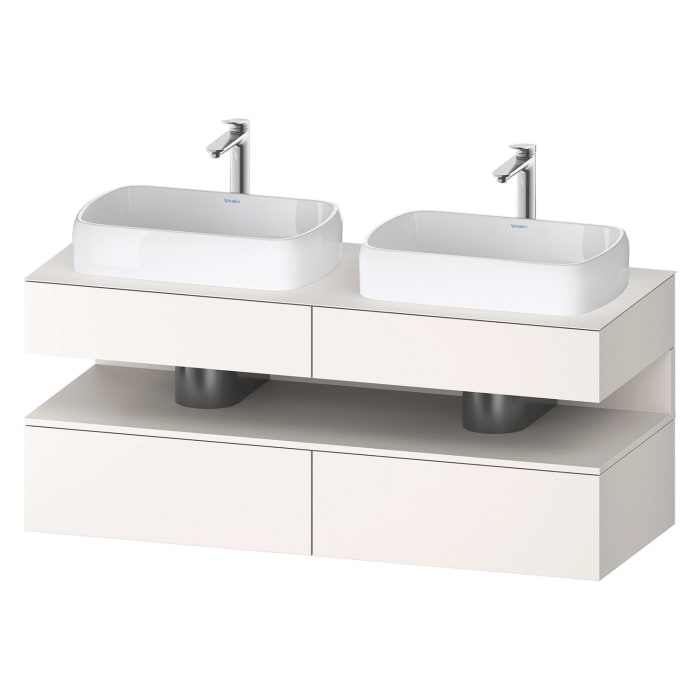 Duravit Qatego Konsolenwaschtischunterbau mit zwei Ausschnitten 140 x 60 cm, 4 Auszüge, mit LED Beleuchtung