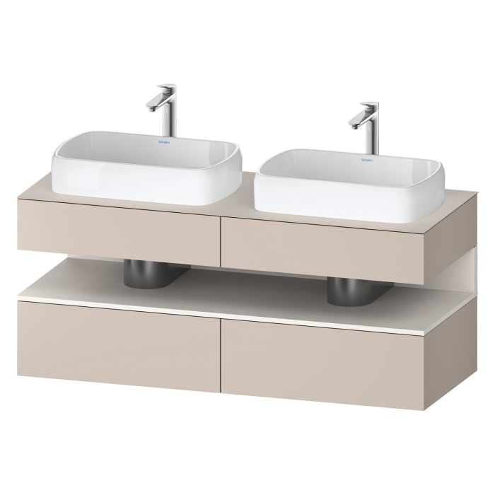 Duravit Qatego Konsolenwaschtischunterbau mit zwei Ausschnitten 140 x 60 cm, 4 Auszüge