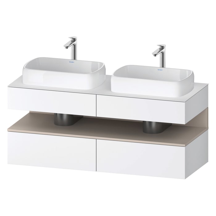 Duravit Qatego Konsolenwaschtischunterbau mit zwei Ausschnitten 140 x 60 cm, 4 Auszüge, mit LED Beleuchtung