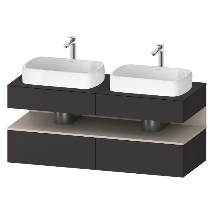 Duravit Qatego Konsolenwaschtischunterbau mit zwei Ausschnitten 140 x 60 cm, 4 Auszüge