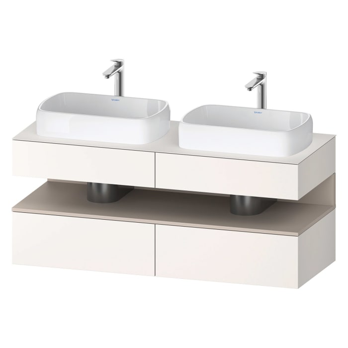 Duravit Qatego Konsolenwaschtischunterbau mit zwei Ausschnitten 140 x 60 cm, 4 Auszüge, mit LED Beleuchtung